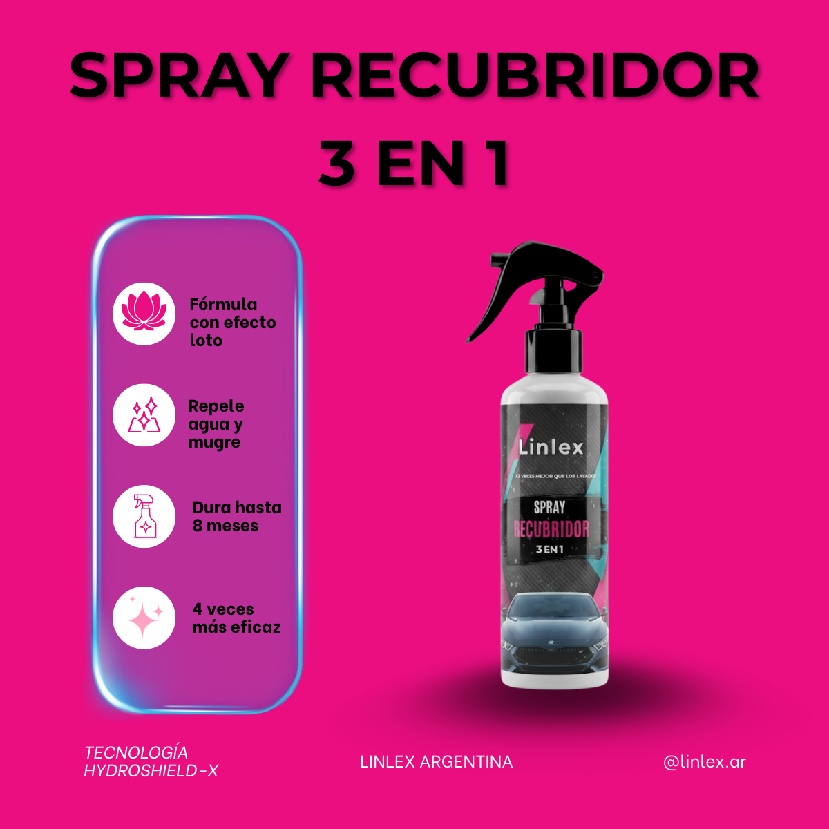 Spray Recubridor Exterior BRILLO + PROTECCIÓN Tecnología "Hydroshield X"